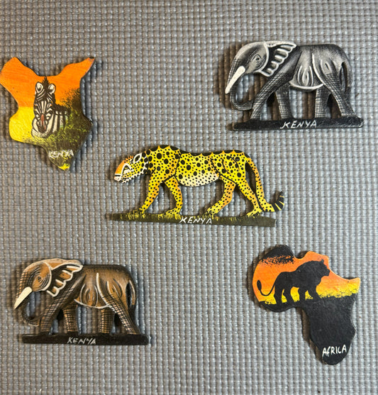 Hand-Carved Animal Fridge Magnets (African Wildlife Set)