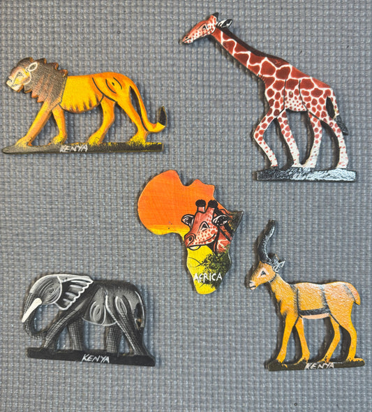 Hand-Carved Animal Fridge Magnets (African Wildlife Set)